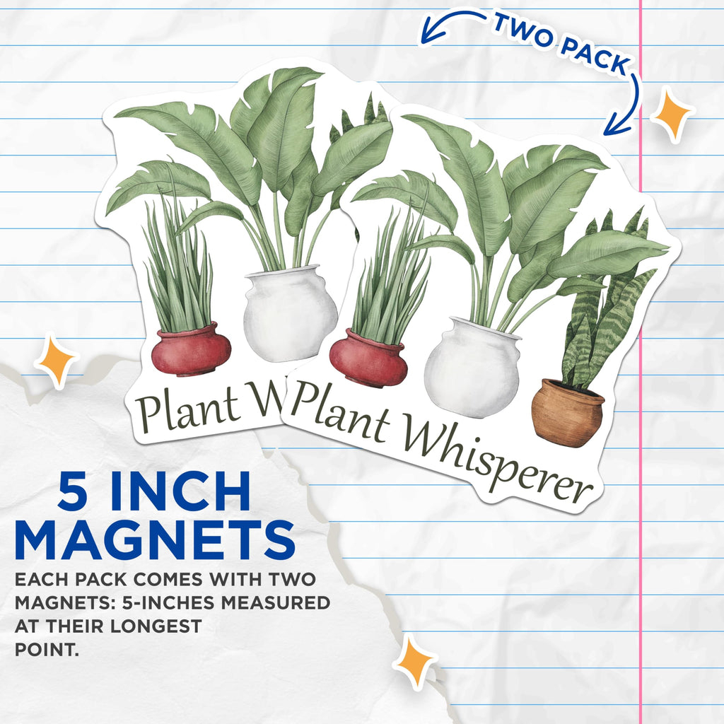 (2 Pack) Plant Whisperer Magnets - Potted Plants Lover - House Plants Decor - 5" On Longest Side - Premium Magnet - for Cars, Refrigerators, Toolboxes, Lockers - Made in USA - MAG17483