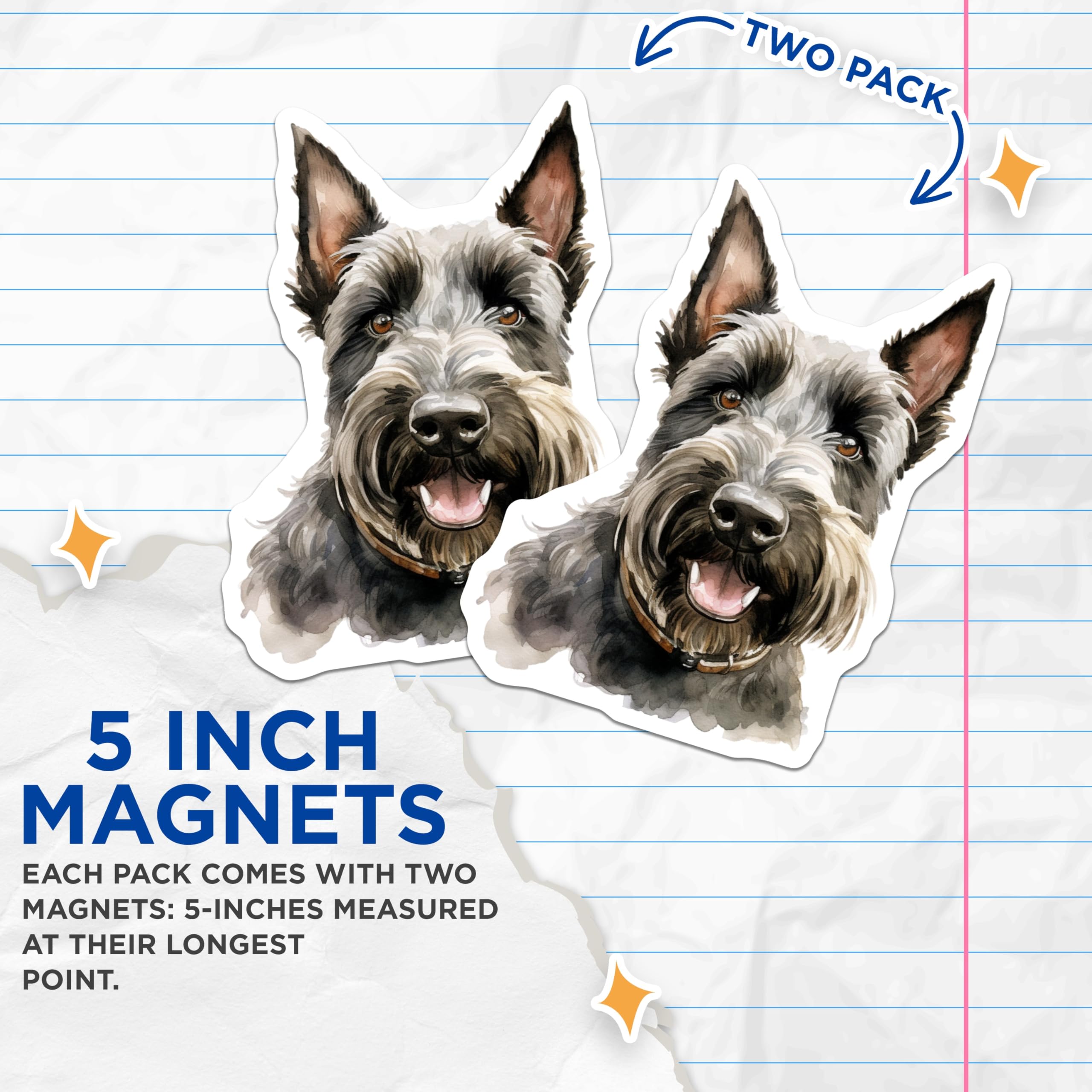 (2 Pack) Schnauzer Magnets - Dog Owner Decor - Pet Lover Home Accent - 5 Inches On Longest Side - Thick Durable Magnet - Made in USA - MAG26741
