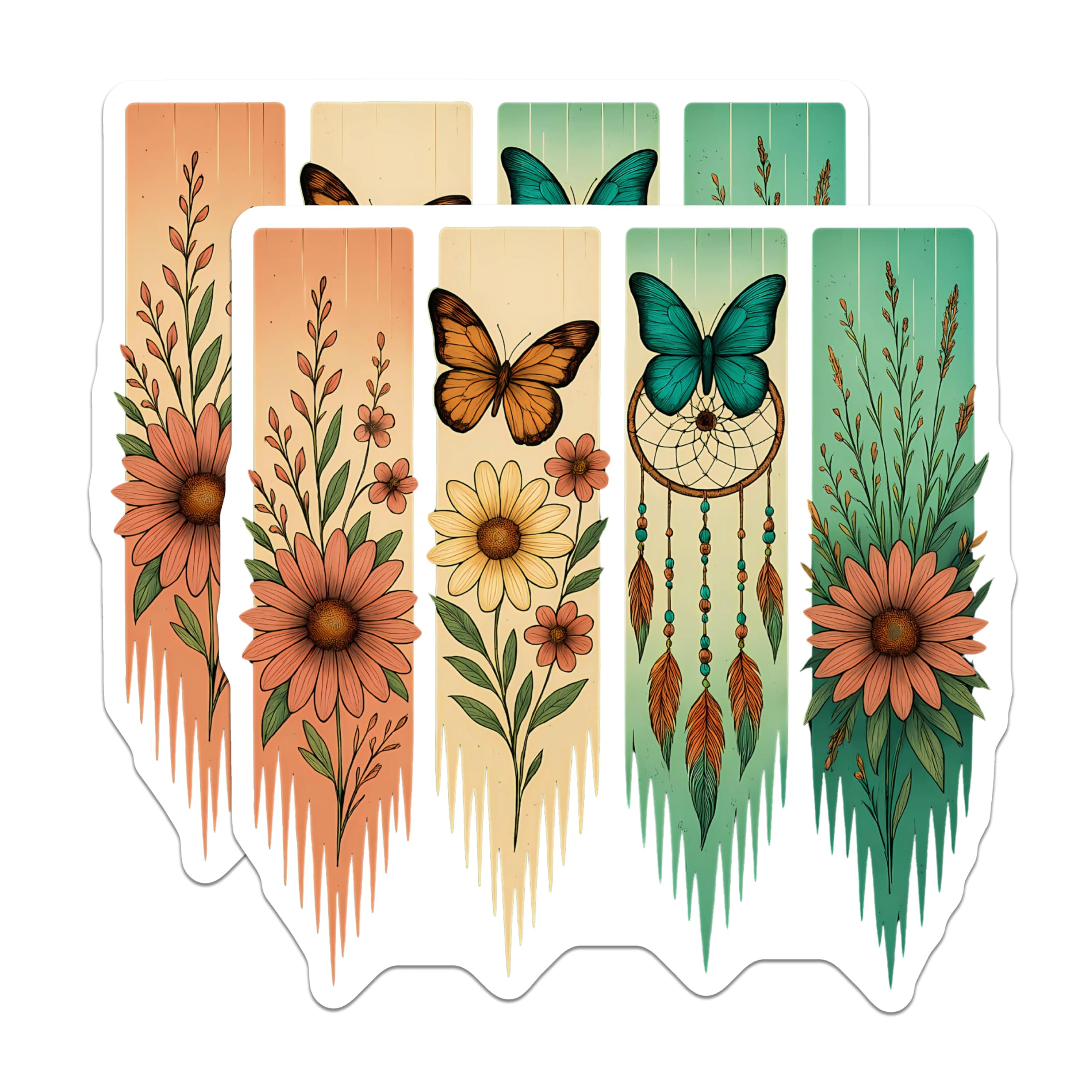 (2 Pack) Floral Butterfly Magnets - Dreamcatcher Flowers - Decorative Home Magnets - 5" On Longest Side - Premium Magnet - for Cars, Refrigerators, Toolboxes, Lockers - Made in USA - MAG16583