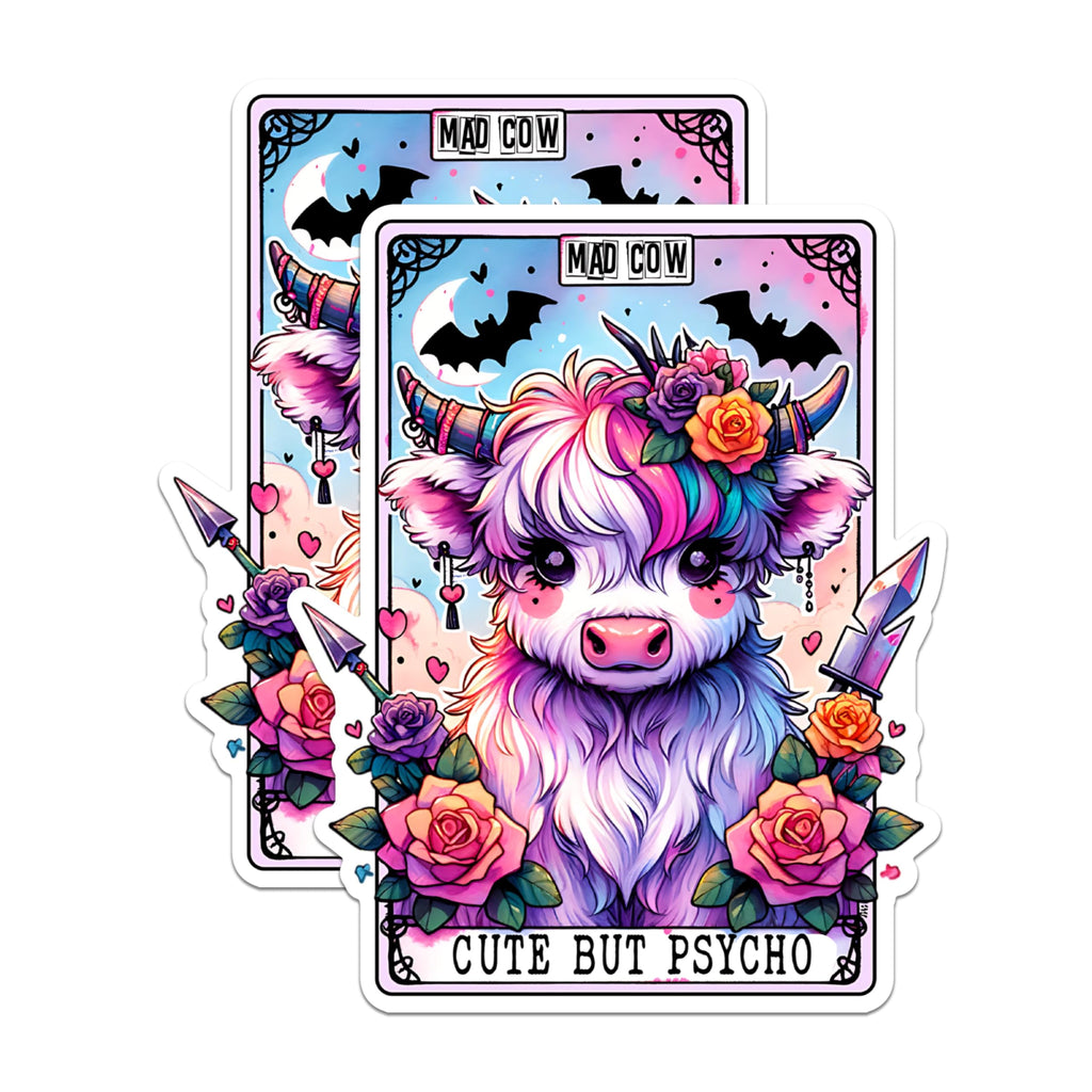 (2 Packs) Cute But Psycho Tarot Card Magnets - Funny Sarcastic Sassy Magnets - 5 Inches On Longest Side - Premium Magnet - for Fridges, Toolboxes, Cars - Made in USA - MAG2509