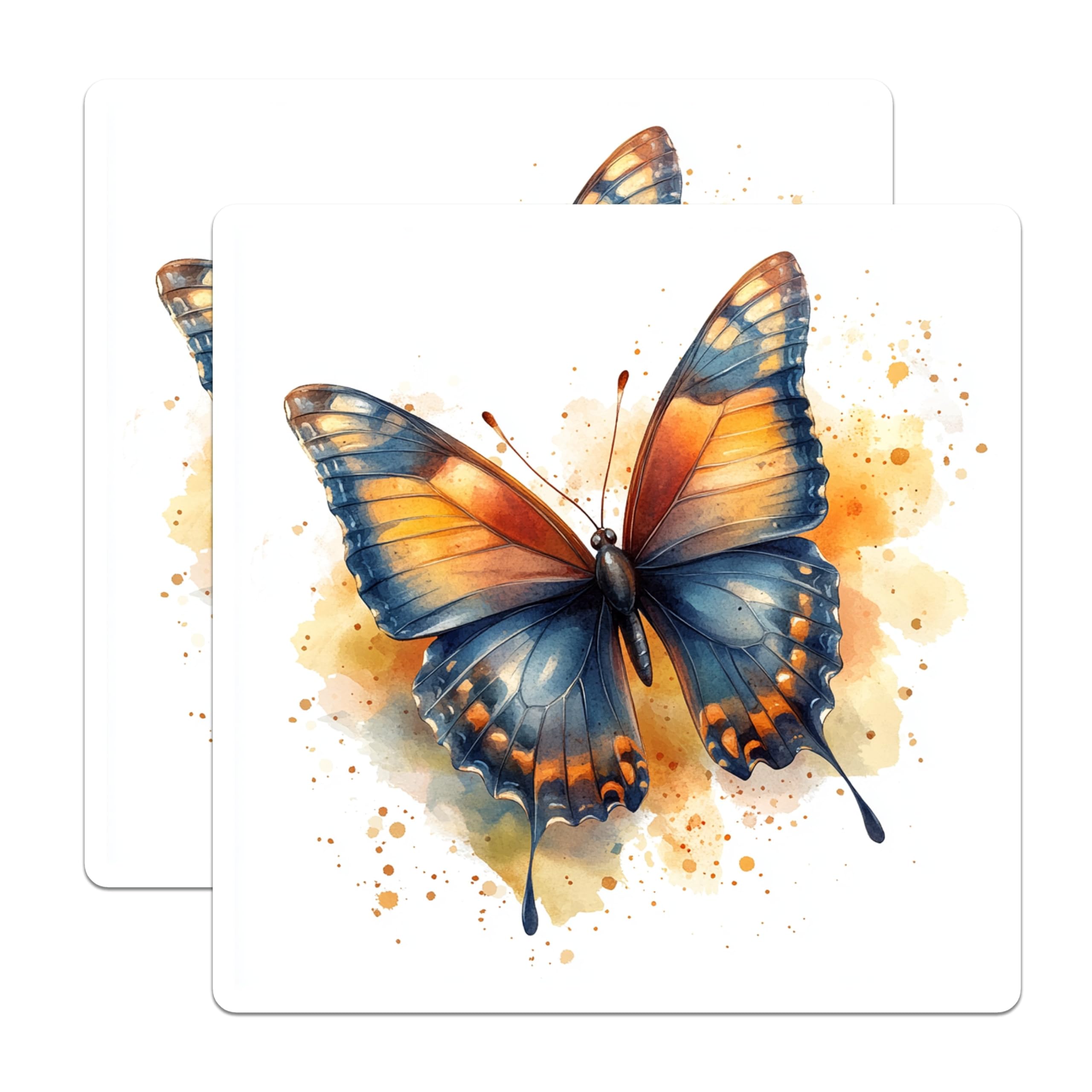 (2 Pack) Watercolor Butterfly Magnets - Vibrant Nature Aesthetic - Fridge Locker Decor - 5 Inches On Longest Side - Thick Durable Magnet - Made in USA - MAG23896