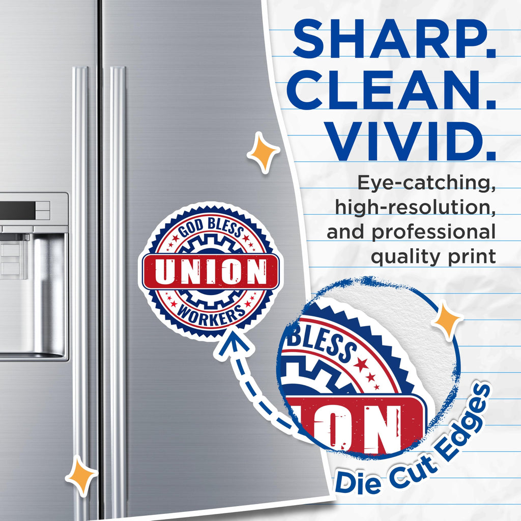 (2 Pack) Union Workers Magnets - Labor Day Decor - God Bless Union - Pro Union - 5" On Longest Side - Premium Magnet - for Cars, Refrigerators, Toolboxes, Lockers - Made in USA - MAG17784