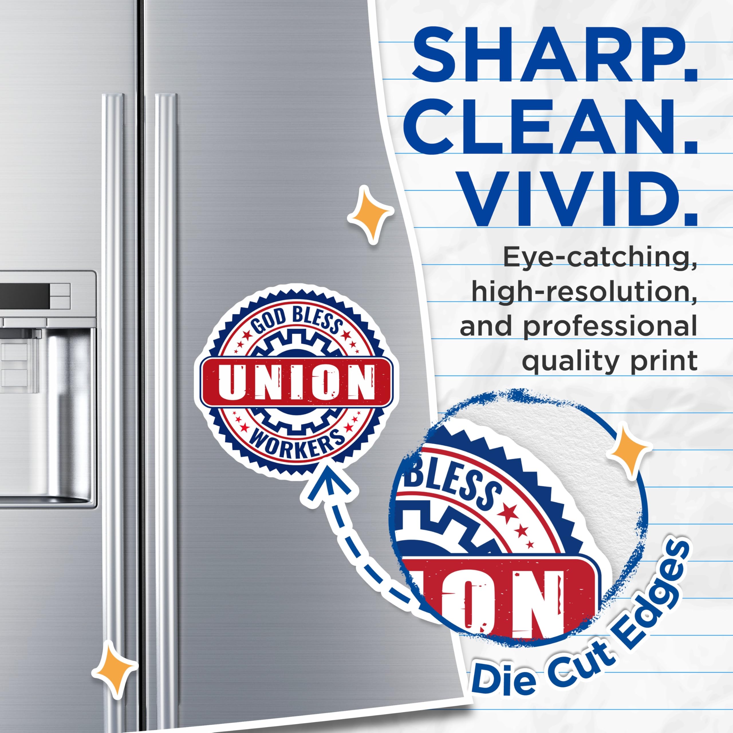 (2 Pack) Union Workers Magnets - Labor Day Decor - God Bless Union - Pro Union - 5" On Longest Side - Premium Magnet - for Cars, Refrigerators, Toolboxes, Lockers - Made in USA - MAG17784