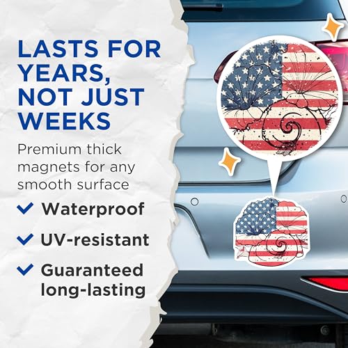 (2 Pack) USA Flag Seashell Magnets Magnets - Patriotic Beach Decor - Coastal Refrigerator Decorations - 5" On Longest Side - Made in USA - Sticks to Refrigerators & Metal Surfaces - MAG8990