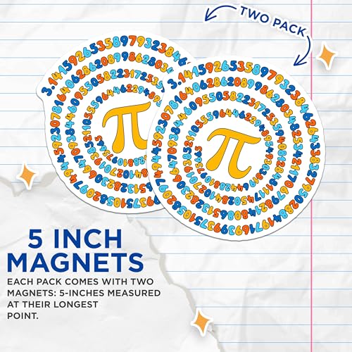 (2 Pack) Pi Symbol Math Magnets - Geometry Classroom Decoration - Math Enthusiast - Educational Math Decor - 5" On Longest Side - for Cars, Fridges, Toolboxes - Made in USA - MAG8169