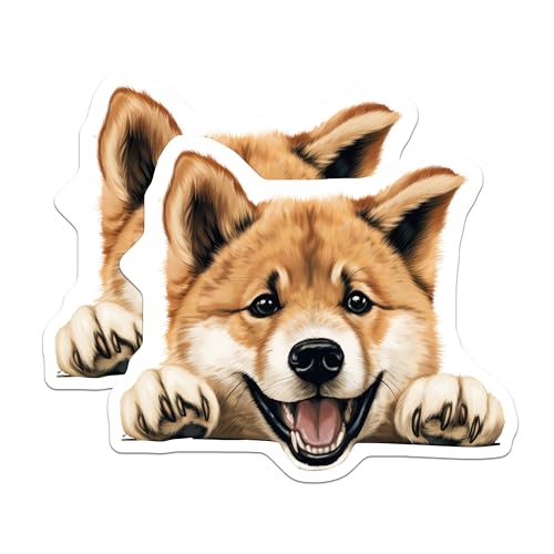 (2 Pack) Cute Puppy Stickers - Dog Lovers - Adorable Pet Decal - 5" On Longest Side - Sticks to Smooth Flat Surfaces - Made in USA - BMCS9818