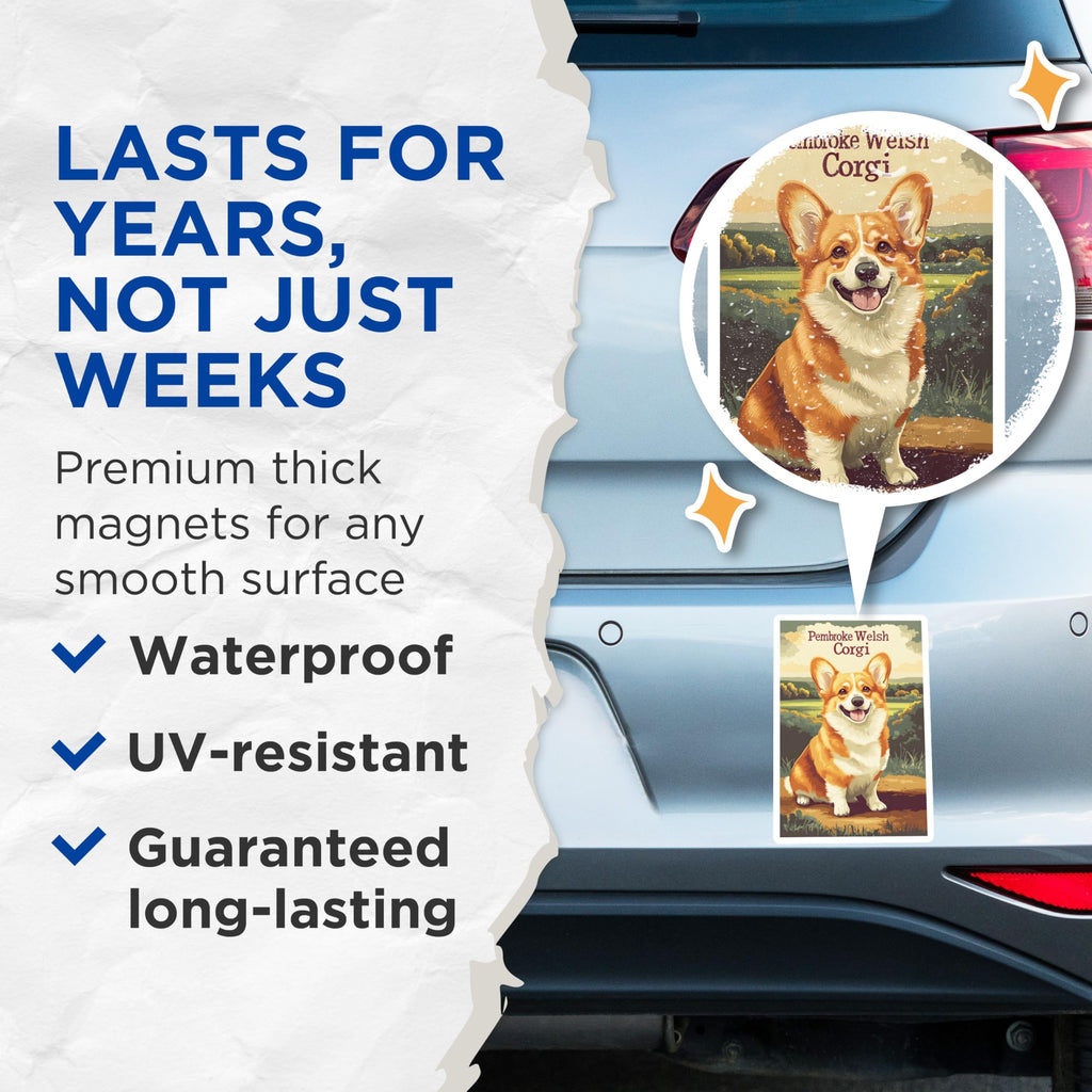 (2 Pack) Pembroke Welsh Corgi Magnets - Corgi Dog Decor - Cute Pet Animal Lover Gifts - 5 Inches On Longest Side - Thick Durable Magnet - Made in USA - MAG20173