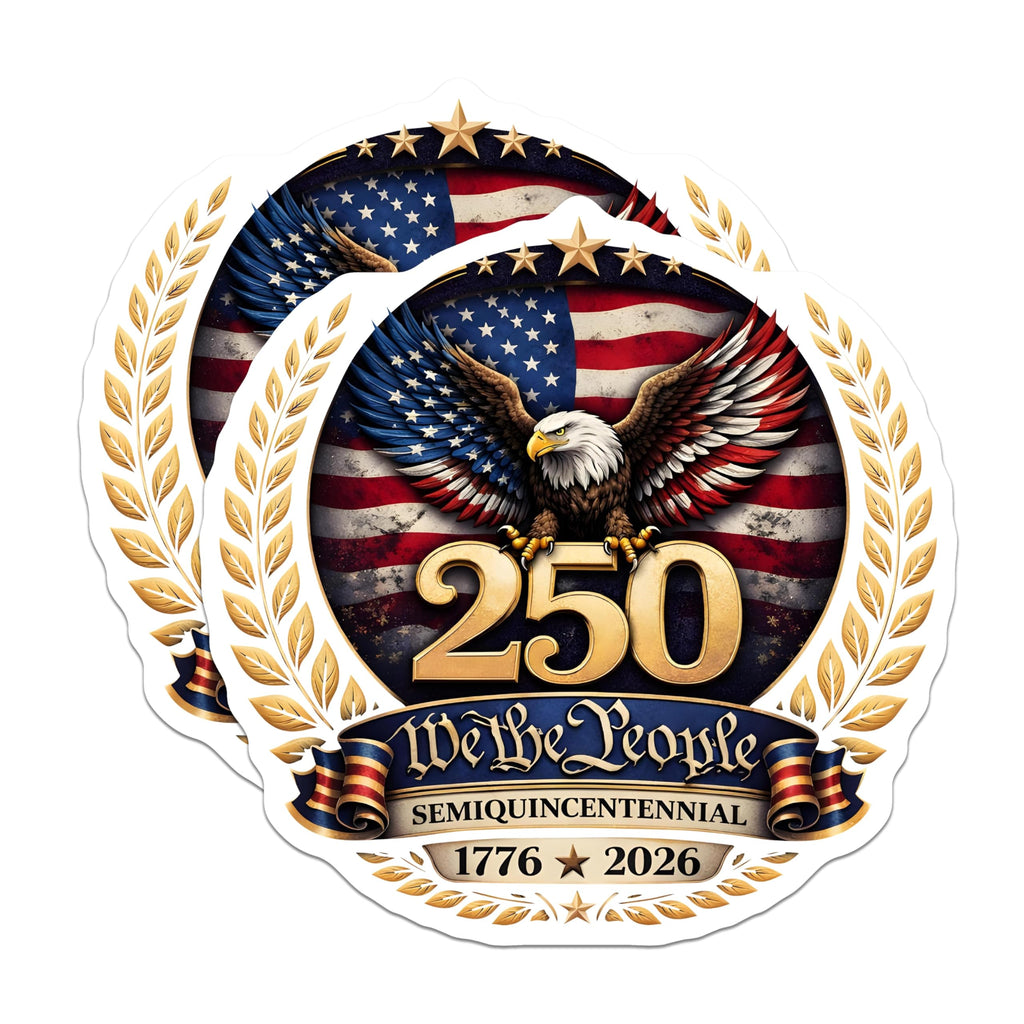 (2 Pack) Semiquincentennial Magnets - USA 250th Anniversary - Patriotic Eagle Flag - 5 Inches On Longest Side - Thick Durable Magnet - Made in USA - MAG250