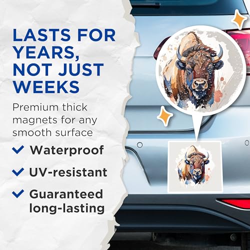 (2 Pack) Bison Art Magnets Magnets - 5" On Longest Side - Made in USA - Sticks to Refrigerators & Metal Surfaces - MAG8678