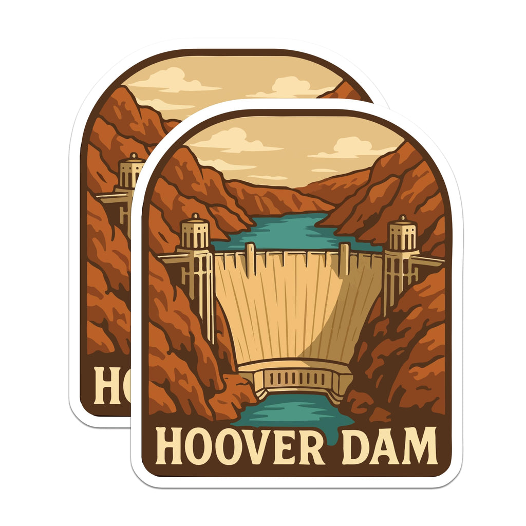 (2 Pack) Hoover Dam Magnets - Nevada Travel Souvenir - Iconic US Landmark Decor - Lake Mead Architecture - 5 Inches On Longest Side - Thick Durable Magnet - Made in USA - MAG19565