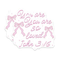 (2 Pack) John 3:16 Magnets - You are So Loved Scripture - Pink Bow Christian Faith Art Decor - Inspirational Religious Quote - 5 Inches On Longest Side - Thick Durable Magnet - Made in USA - MAG24454