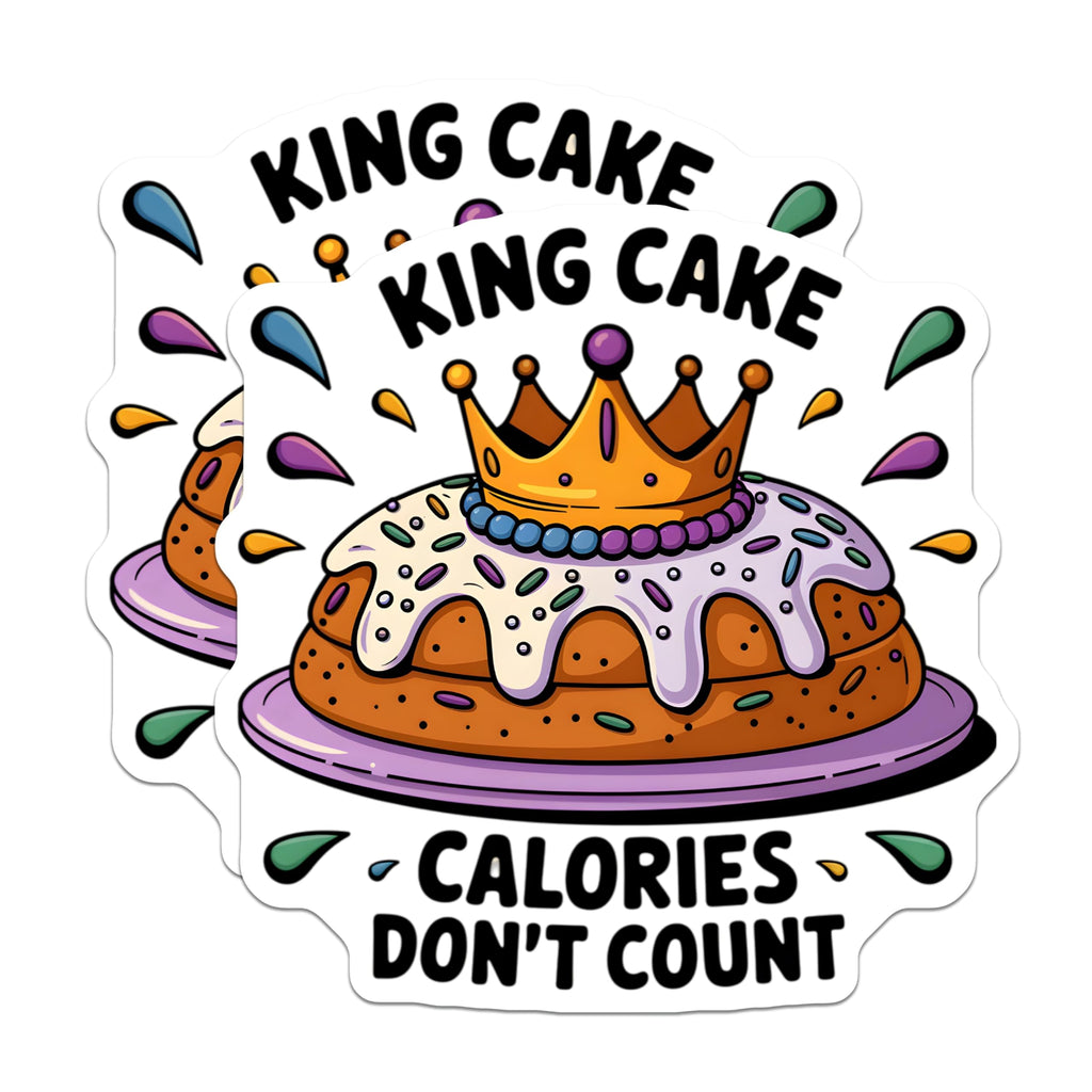 (2 Pack) King Cake Magnets - Mardi Gras Decor - Calories Don't Count Magnets - 5" On Longest Side - Premium Magnet - for Cars, Refrigerators, Toolboxes, Lockers - Made in USA - MAG16191
