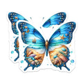 (2 Pack) Butterfly Beach Shell Stickers - Ocean Wave Art - Summer Seashell Sticker - 5" On Longest Side - Sticks to Smooth Flat Surfaces - Made in USA - BMCS6994