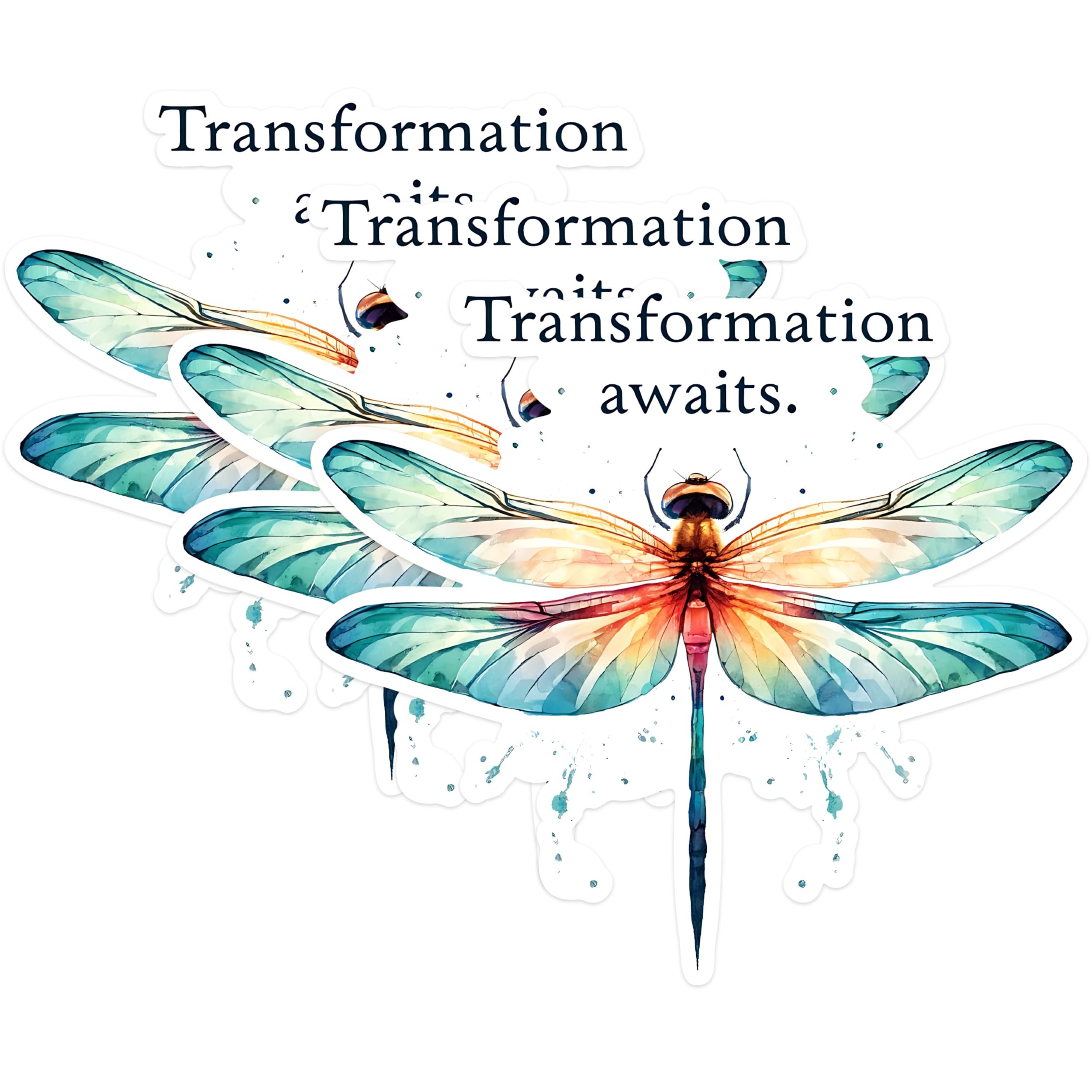 (3 Pack) Dragonfly Decals - Transformation Awaits - Laptop Decal - 3 Inches On Longest Side - Easy Peel & Apply - Made in USA - 3MCS1520