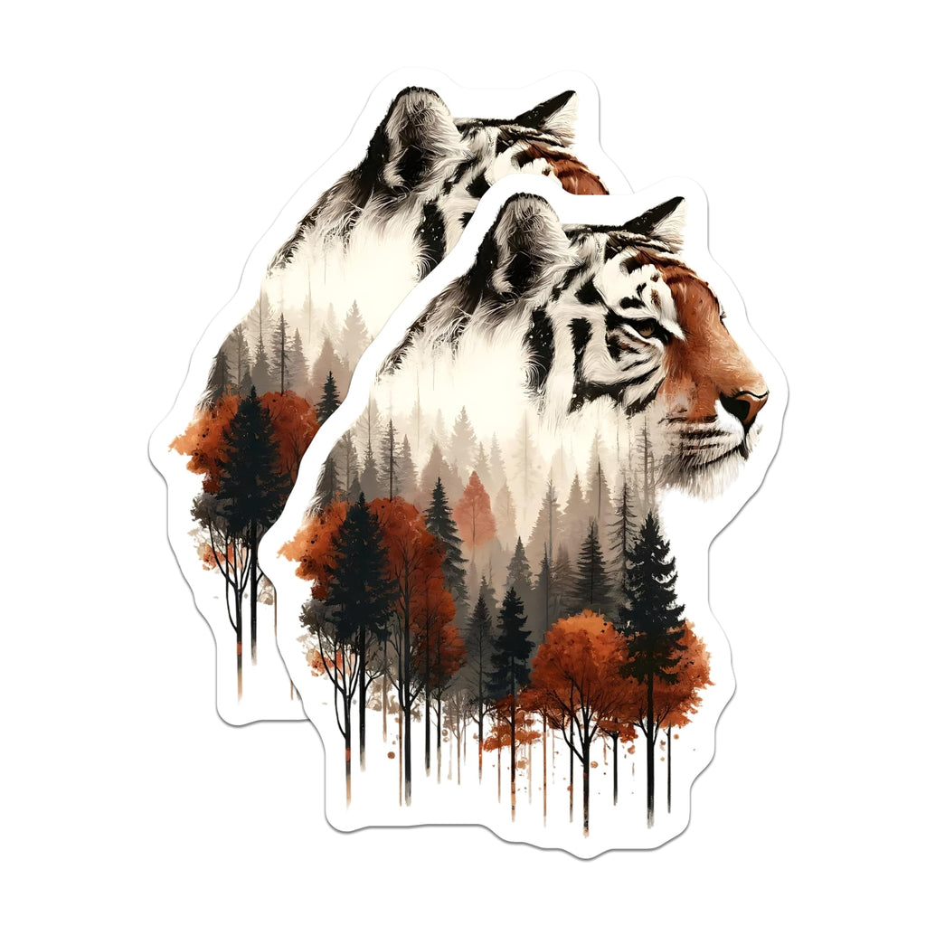 (2 Pack) Tiger Forest Magnets - Nature Art - Animal Magnets - 5" On Longest Side - Premium Magnet - for Cars, Refrigerators, Toolboxes, Lockers - Made in USA - MAG15240