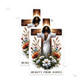 (2 Pack) Jesus Christ Dreadlocks Magnets - Beauty from Ashes Christian Faith Art - Inspirational Cross Floral Devotion Decor - 5 Inches On Longest Side - Thick Durable Magnet - Made in USA - MAG20608