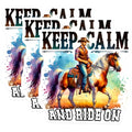 (3 Pack) Cowboy Horse Decals - Keep Calm Ride On - Equestrian Decal- 3 Inches On Longest Side - Easy Peel & Apply - Made in USA - 3MCS5494