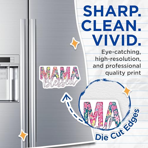 (2 Pack) Mama Blessed Magnets - Floral Pattern - Inspirational Quote - Home - 5" On Longest Side - for Cars, Fridges, Toolboxes - Made in USA - MAG3917