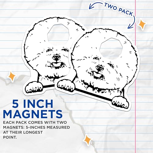 (2 Pack) Cute Dog Face Magnets - Pet Lover - Refrigerator Magnets - Animal Art - Office Magnets - Dog Design - 5" On Longest Side - for Cars, Fridges, Toolboxes - Made in USA - MAG4049