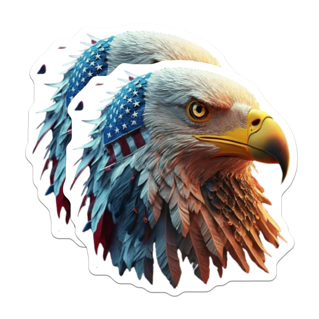 (2 Pack) Bald Eagle Magnets - American Flag Head Magnet - Patriotic USA Decor for Fridge - 5 Inches On Longest Side - Thick Durable Magnet - Made in USA - MAG20505