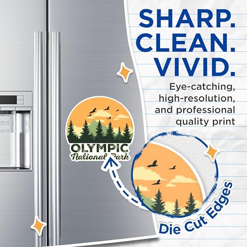 (2 Packs) Olympic National Park Magnets - Nature Hiking Outdoorsman Hiker Magnets - 5 Inches On Longest Side - Premium Magnet - for Fridges, Toolboxes, Cars - Made in USA - MAG2501