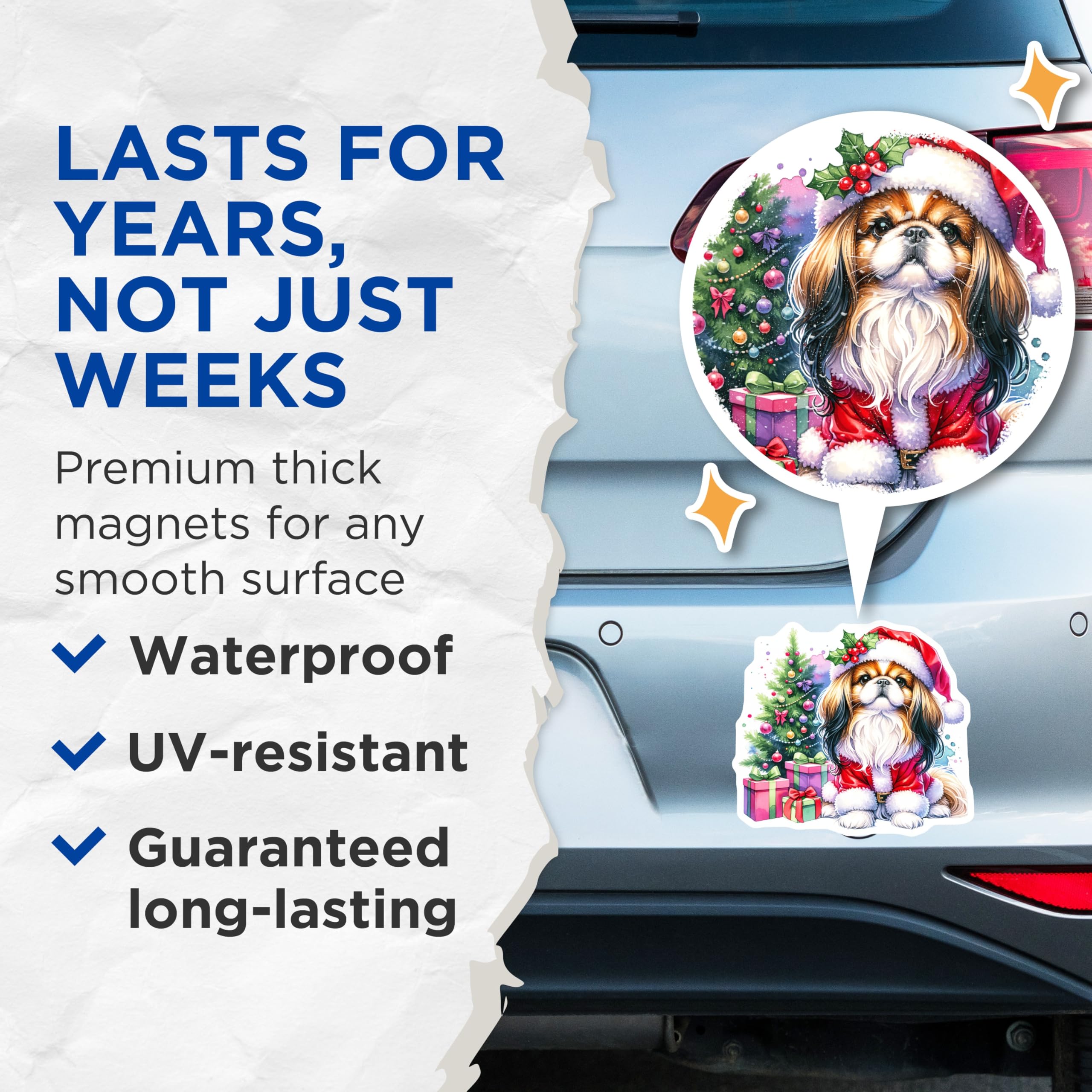 (2 Pack) Christmas Dog Magnets - Santa Cavalier King Charles Spaniel - Holiday Refrigerator Decor - 5 Inches On Longest Side - Thick Durable Magnet - Made in USA - MAG26287