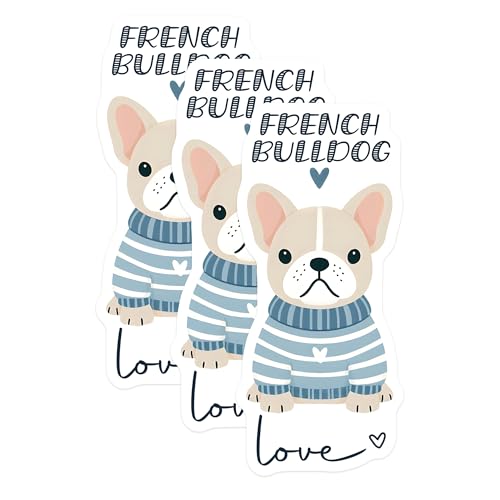 (3 Pack) French Bulldog Decals - Cute Puppy Dog - Laptop Decal - Dog Mom - 3 Inches On Longest Side - Easy Peel & Apply - Made in USA - 3MCS6063