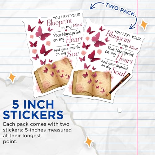 (2 Pack) You Left Your Blueprint Stickers - Inspirational Butterfly Stickers - Motivation Quote Sticker - 5" On Longest Side - Sticks to Smooth Flat Surfaces - Made in USA - BMCS6126