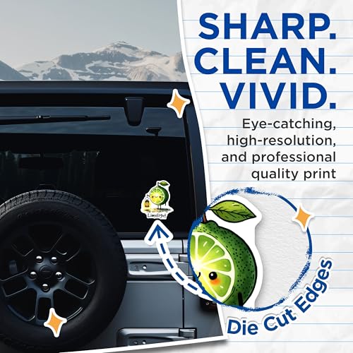 (2 Pack) Funny Lime Character Stickers - Cute Fruit - Limelight - Adorable Illustration - Playful Art - 5" On Longest Side - Sticks to Smooth Flat Surfaces - Made in USA - BMCS7585