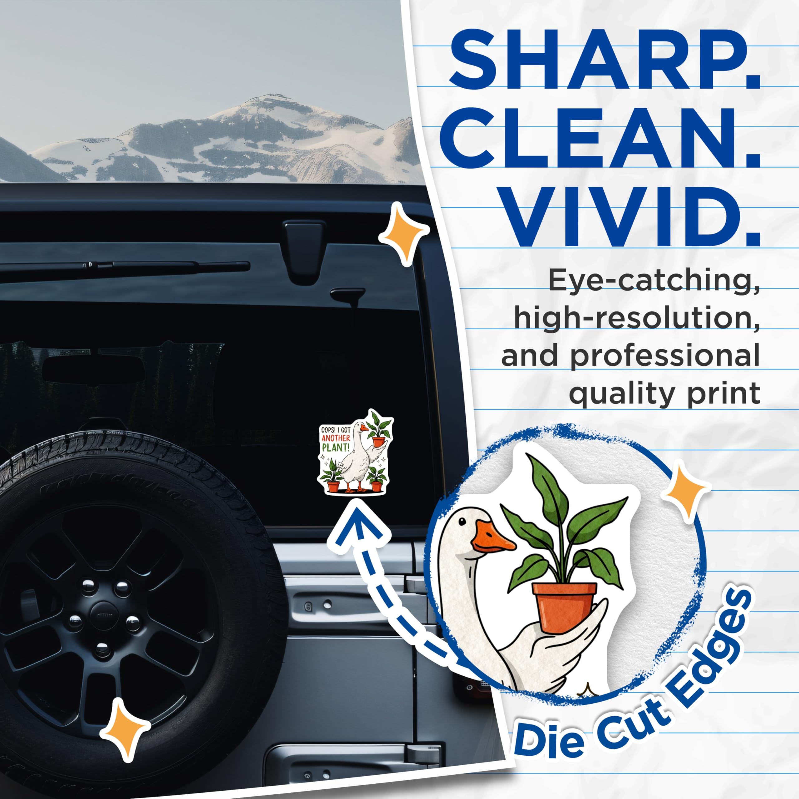 (2 Pack) Goose Plant Stickers - Funny Goose Sticker - Plant Lover Stickers - 5" On Longest Side - Sticks to Smooth Flat Surfaces - Made in USA - BMCS14557