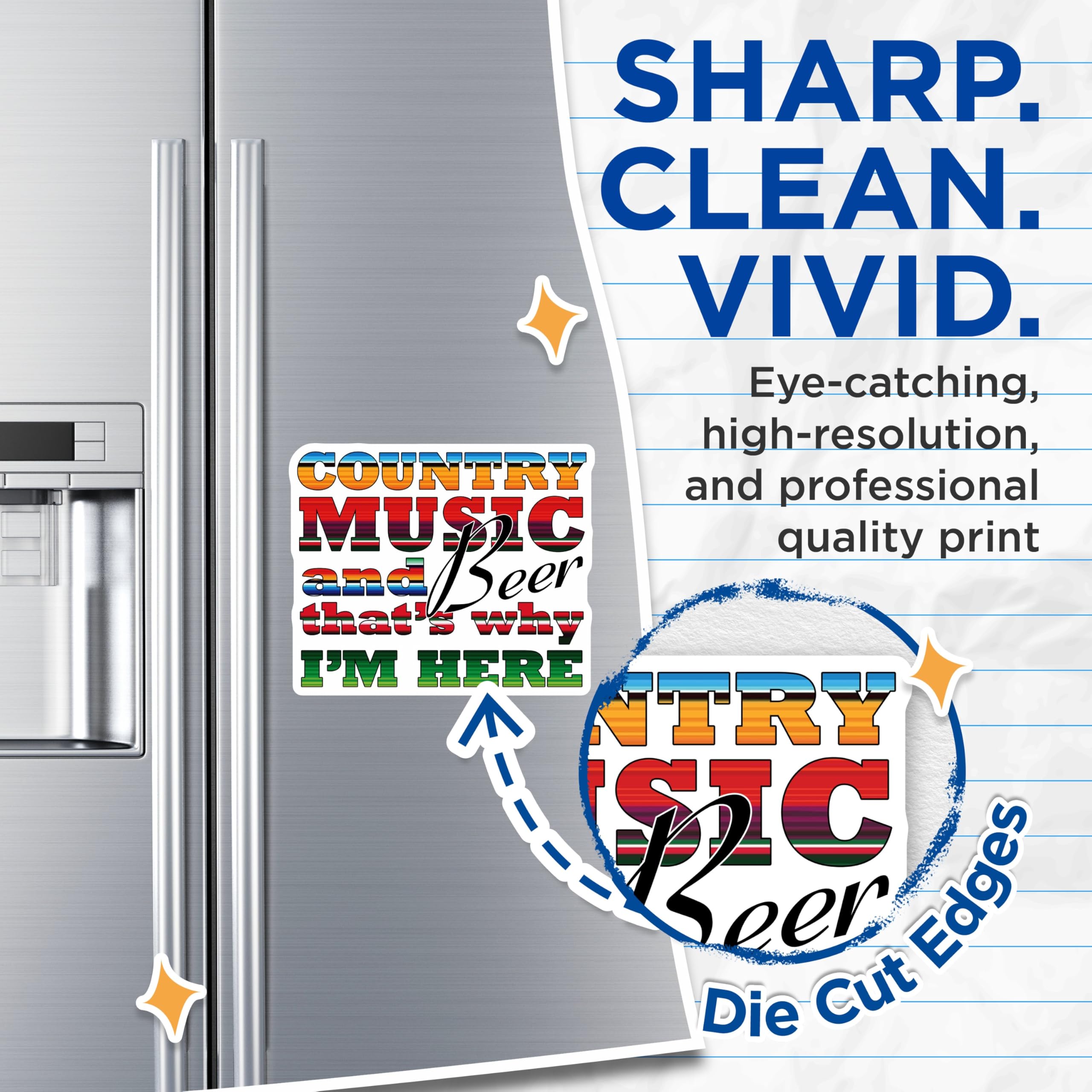 (2 Pack) Country Music Magnets - Beer Lover Decor - Funny Saying Magnets - 5" On Longest Side - Premium Magnet - for Cars, Refrigerators, Toolboxes, Lockers - Made in USA - MAG15537