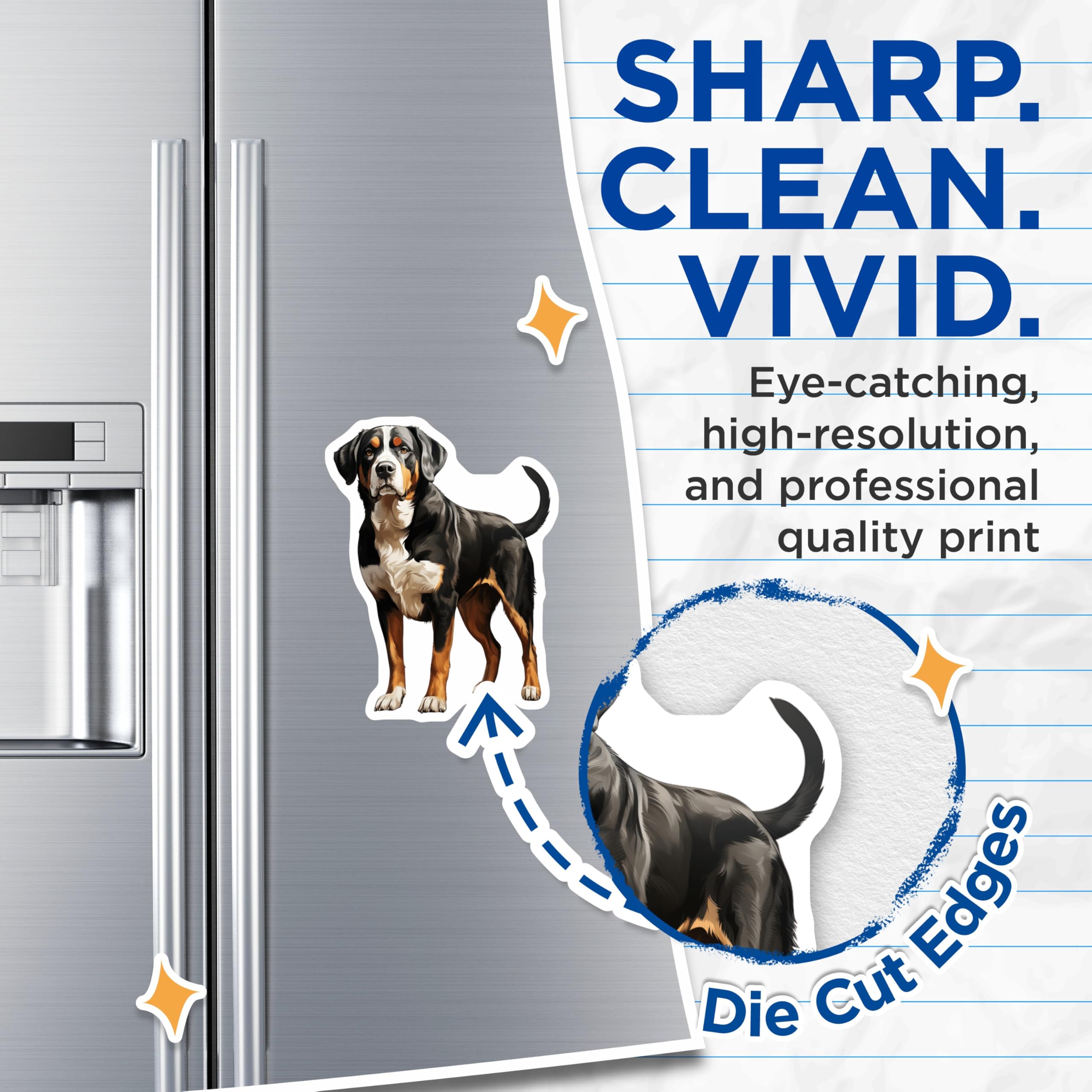 (2 Pack) Greater Swiss Mountain Dog Magnets - Swissy Pet Lover Decor - Large Breed Dog Mom Dad Home Accessory - 5 Inches On Longest Side - Thick Durable Magnet - Made in USA - MAG28729