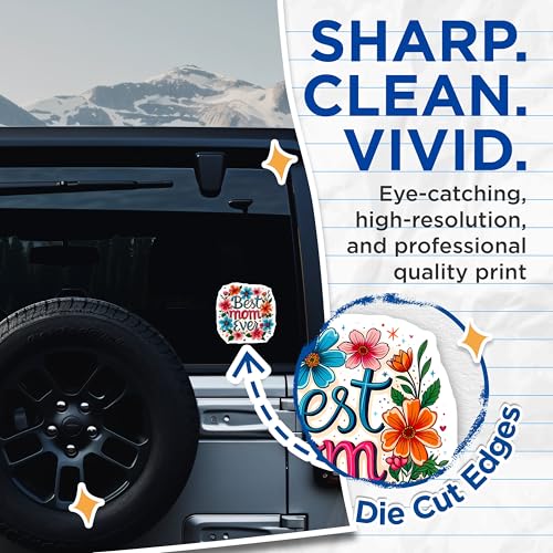 (2 Pack) Best Mom Ever Stickers - Floral Mom Stickers - Mother's Day Celebration Stickers - 5" On Longest Side - Sticks to Smooth Flat Surfaces - Made in USA - BMCS6584