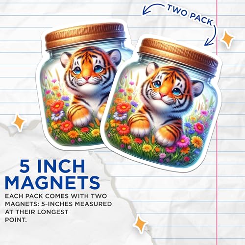 (2 Pack) Animal Lover Decor Magnet - 5" On Longest Side - Sticks to Smooth Flat Surfaces - Made in USA - MAG9372