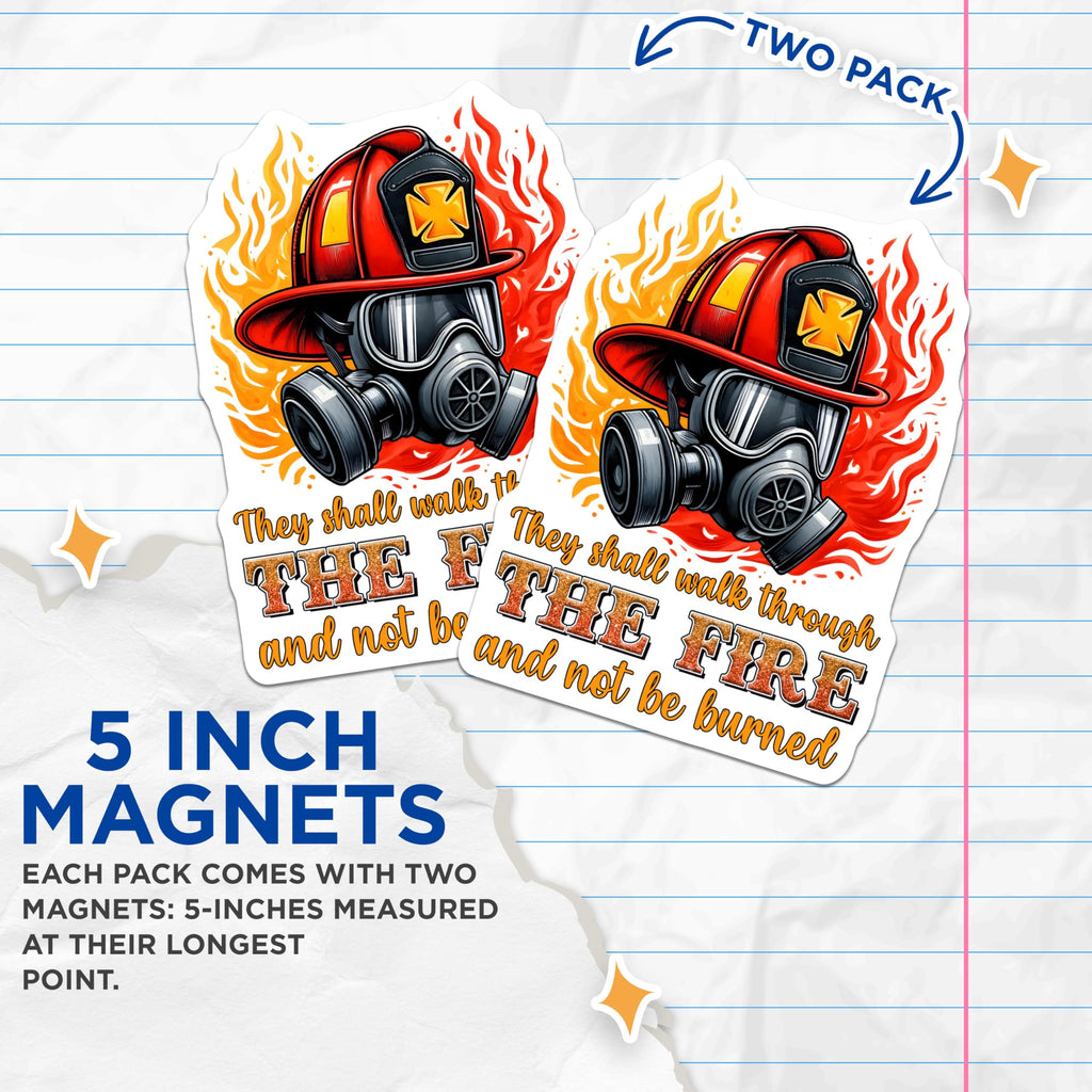 (2 Pack) Firefighter Magnets - Helmet and Mask - Inspirational Quote Fridge Magnets - 5" On Longest Side - Premium Magnet - for Cars, Refrigerators, Toolboxes, Lockers - Made in USA - MAG15449
