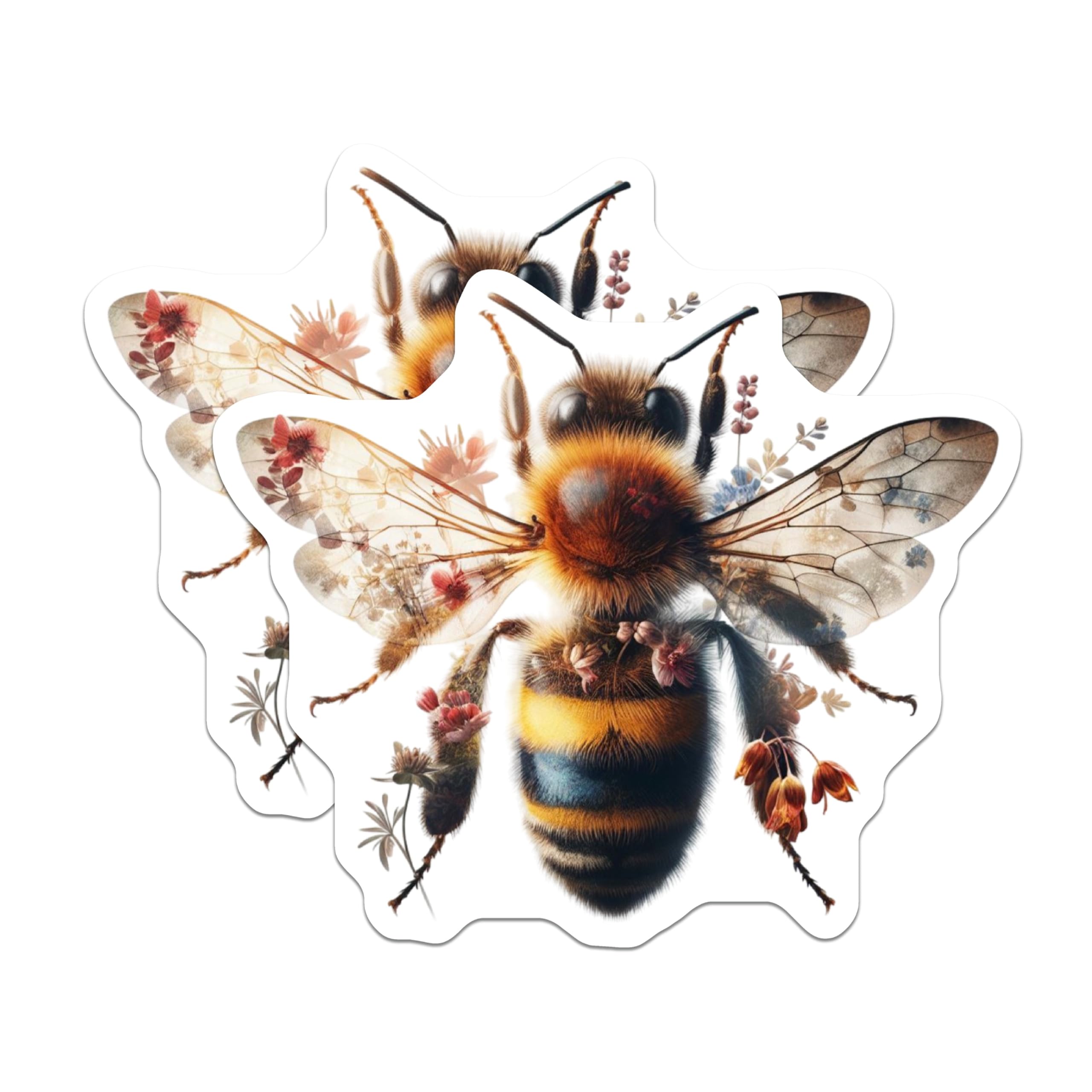 (2 Pack) Floral Honey Bee Magnets - Cute Insect Art - Kitchen Refrigerator Decor - 5" On Longest Side - Premium Magnet - for Cars, Refrigerators, Toolboxes, Lockers - Made in USA - MAG15946