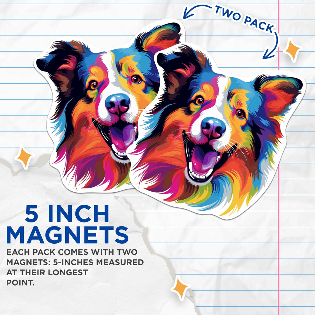 (2 Pack) Shetland Sheepdog Dog Breed Magnets - 5 Inches On Longest Side - Choose from Over 100 Dog Breeds - for Cars, Refrigerators, Toolboxes - Made in USA - MAG1947
