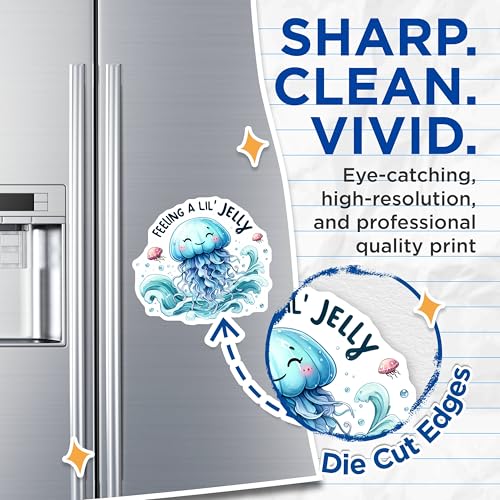 (2 Pack) Feeling A Lil Jelly Magnets Magnets - Cute Jellyfish Decor - 5" On Longest Side - Made in USA - Sticks to Refrigerators & Metal Surfaces - MAG9302