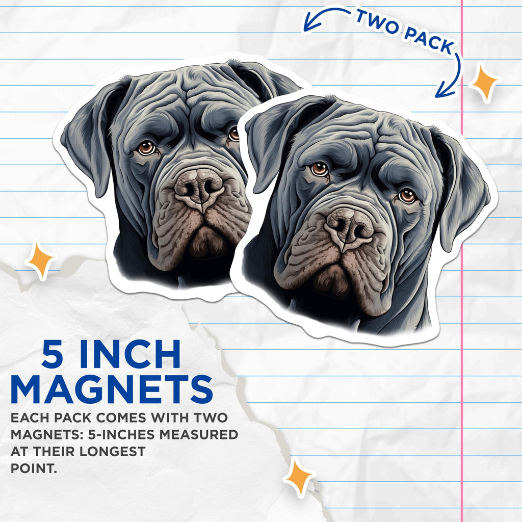 (2 Pack) Neapolitan Mastiff Magnets - Dog Mom Dad Decor - Animal Lover Collectible - 5 Inches On Longest Side - Thick Durable Magnet - Made in USA - MAG27800
