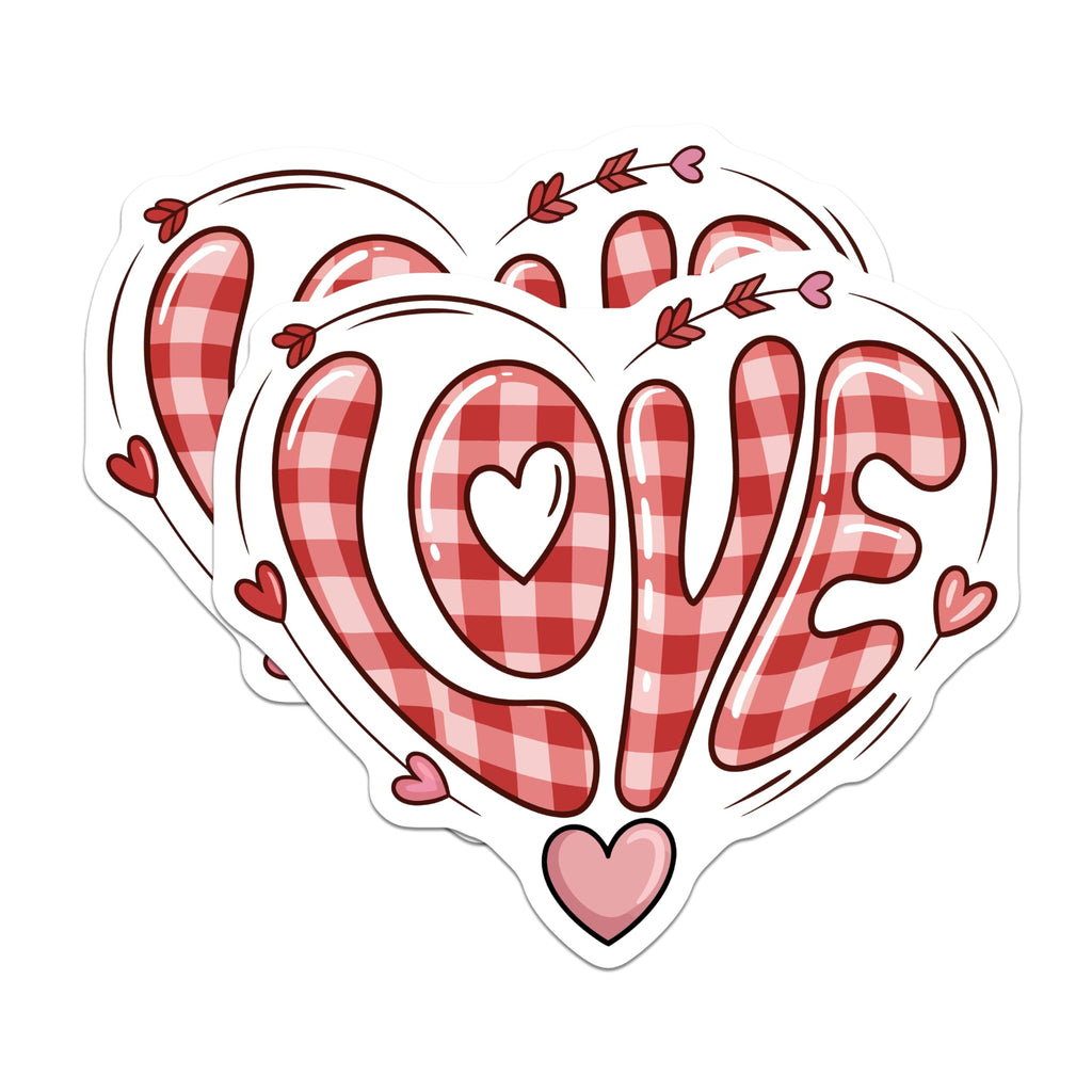 (2 Pack) Plaid Love Heart Magnets - Valentines Day Decor - Cozy Romantic Home Kitchen Refrigerator Accent - 5 Inches On Longest Side - Thick Durable Magnet - Made in USA - MAG22114