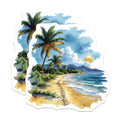 (2 Pack) Watercolor Tropical Beach Magnets - Palm Tree Ocean Scene Art - Coastal Vacation Home Decor - 5 Inches On Longest Side - Thick Durable Magnet - Made in USA - MAG30799