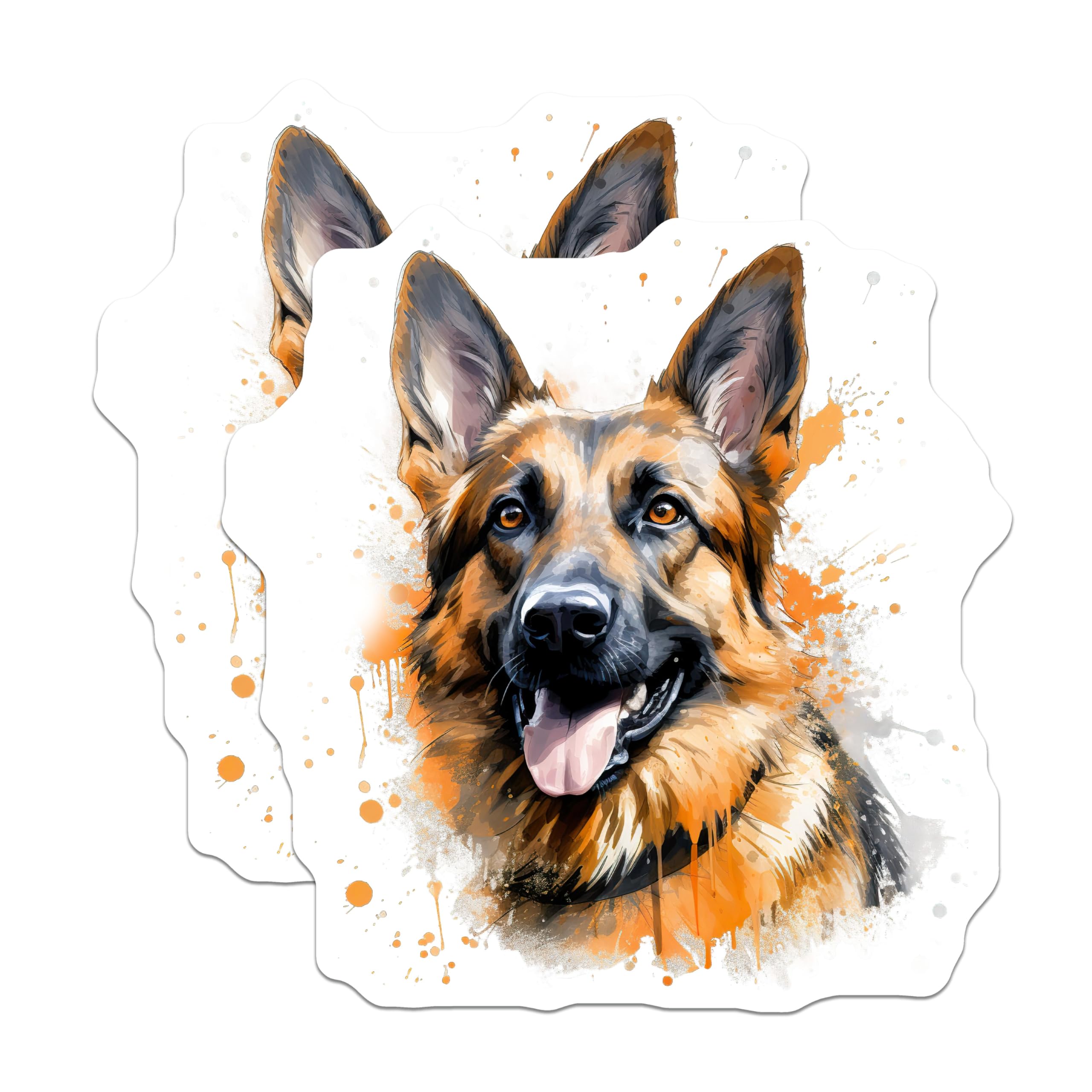 (2 Pack) German Shepherd Magnets - Watercolor Dog Art - Pet Lover Decor Items - 5 Inches On Longest Side - Thick Durable Magnet - Made in USA - MAG26383
