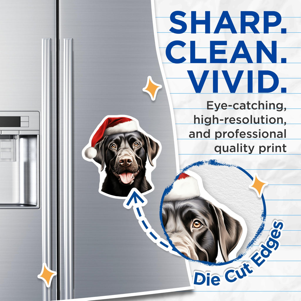 (2 Pack) Black Lab Christmas Magnets - Santa Hat Dog Decor - Labrador Holiday Art for Fridge - 5 Inches On Longest Side - Thick Durable Magnet - Made in USA - MAG30864
