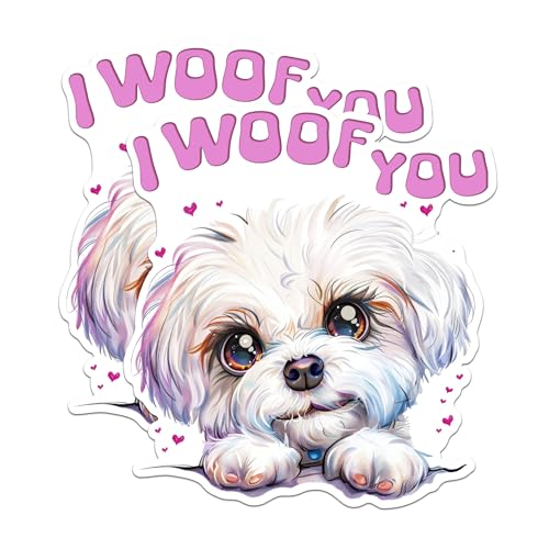 (2 Packs) I Woof You Bichon Frise Magnets - Cute Bichon Frise Magnets - 5 Inches On Longest Side - Premium Magnet - for Fridges, Toolboxes, Cars - Made in USA - MAG2352