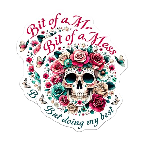 (2 Pack) Sugar Skull Flower Magnets - Mexican Day of The Dead - Floral Skull Decor - 5" On Longest Side - for Cars, Fridges, Toolboxes - Made in USA - MAG7394