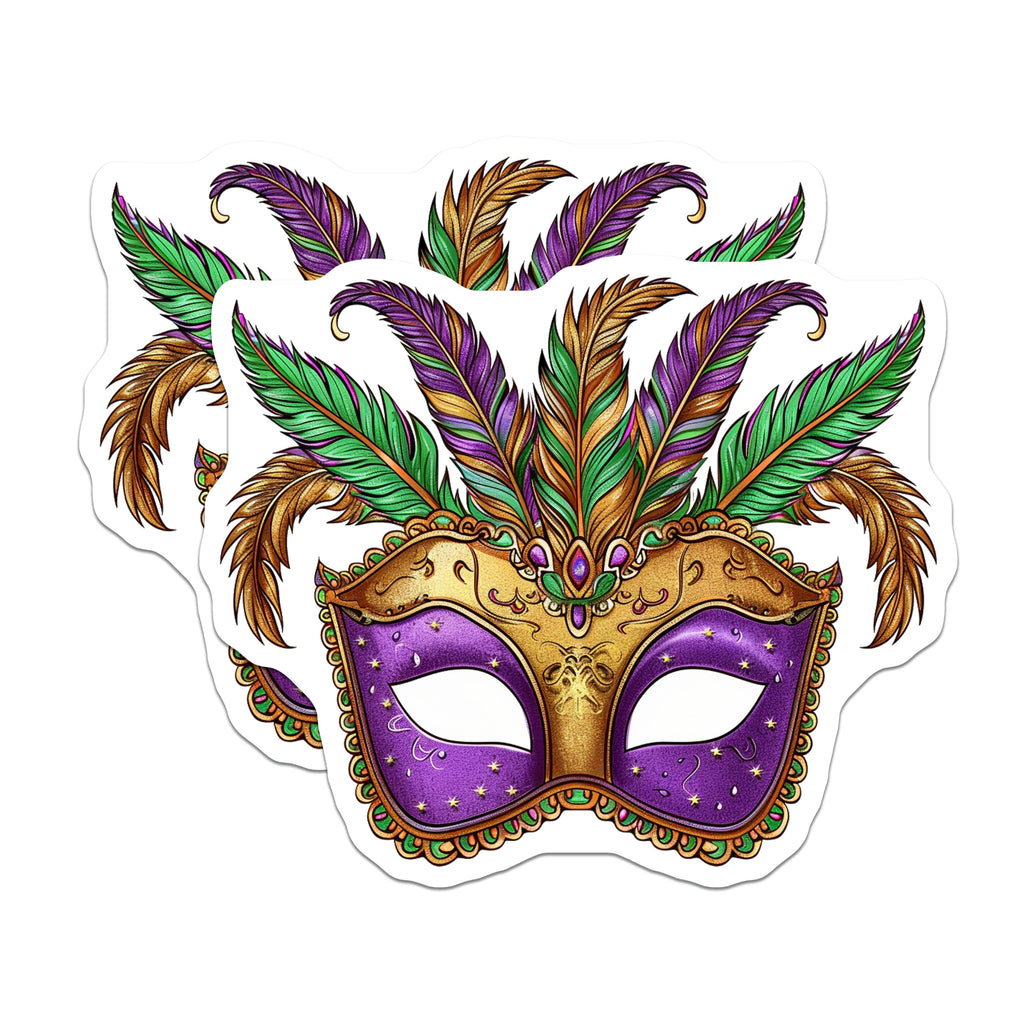 (2 Pack) Mardi Gras Mask Magnets - New Orleans Carnival Decor - Masquerade Party Favors - 5 Inches On Longest Side - Thick Durable Magnet - Made in USA - MAG38371