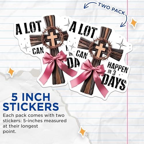 (2 Pack) Inspirational Christian Faith Stickers - Religious Quotes - Uplifting Messages - 5" On Longest Side - Sticks to Smooth Flat Surfaces - Made in USA - BMCS9934