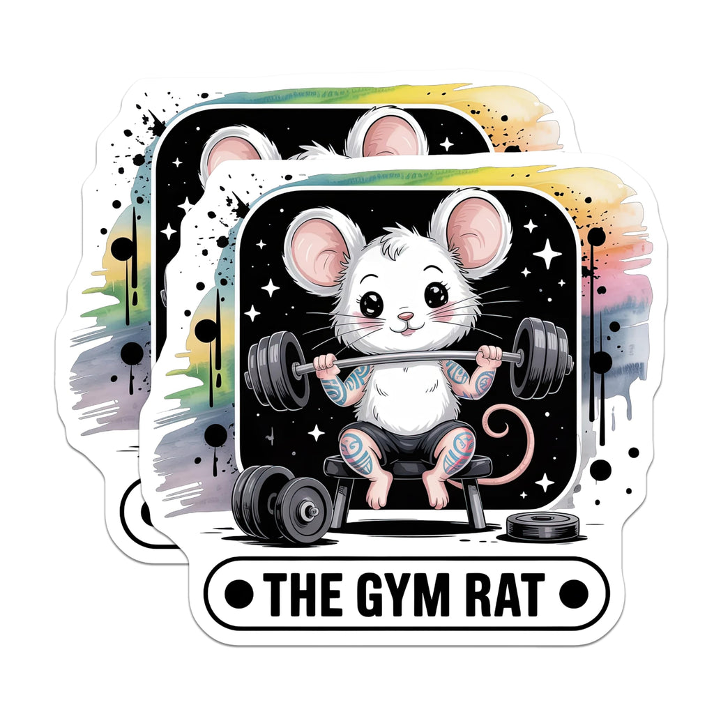 (2 Pack) Gym Rat Magnets - Cute Weightlifting Mouse - Funny Fitness Decor - Bodybuilding Animal Refrigerator Locker Accent - 5 Inches On Longest Side - Thick Durable Magnet - Made in USA - MAG21782