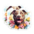 (2 Pack) Pitbull Dog Magnets - Happy Floral Pet Artwork - Dog Mom Refrigerator Decor - 5 Inches On Longest Side - Thick Durable Magnet - Made in USA - MAG25162