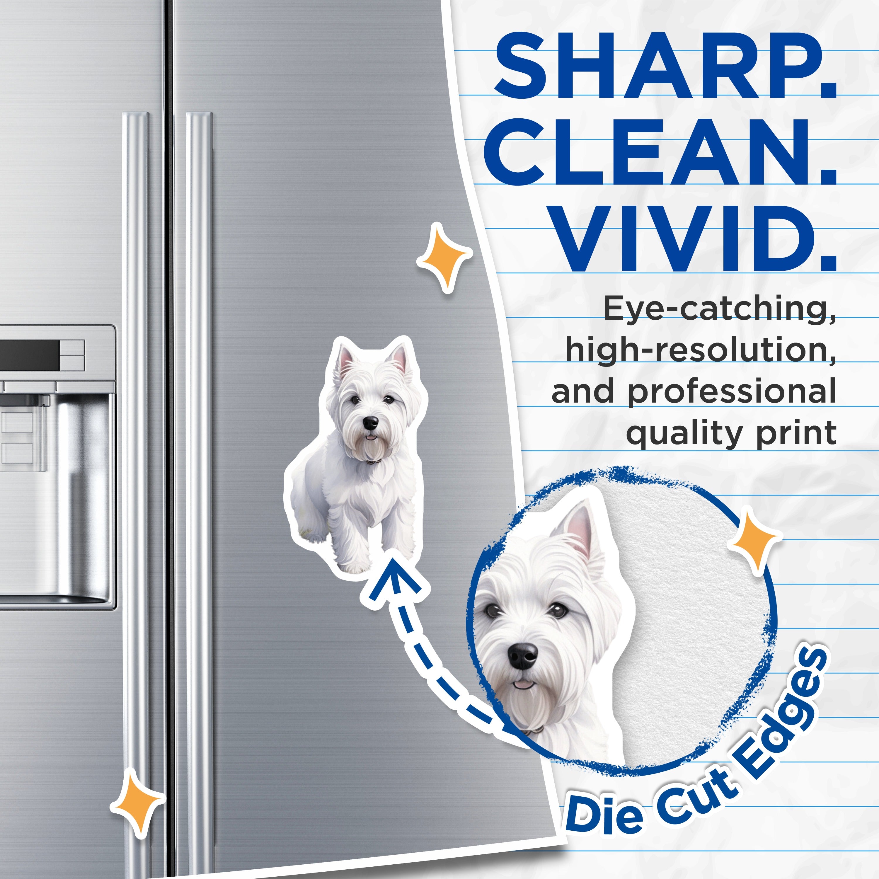 (2 Pack) Westie Dog Magnets - Pet Lover Refrigerator Decor - White Terrier Fridge Accessory - 5 Inches On Longest Side - Thick Durable Magnet - Made in USA - MAG36029